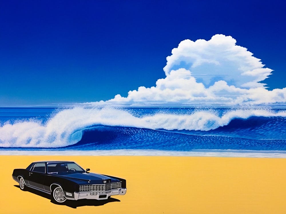 Hiroshi Nagai - Schwarzes Auto Vaporwave