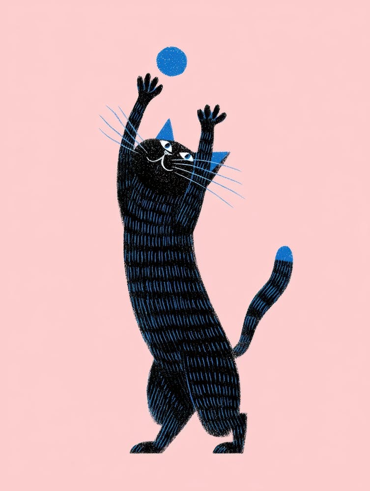 Cat Reaching For A Ball