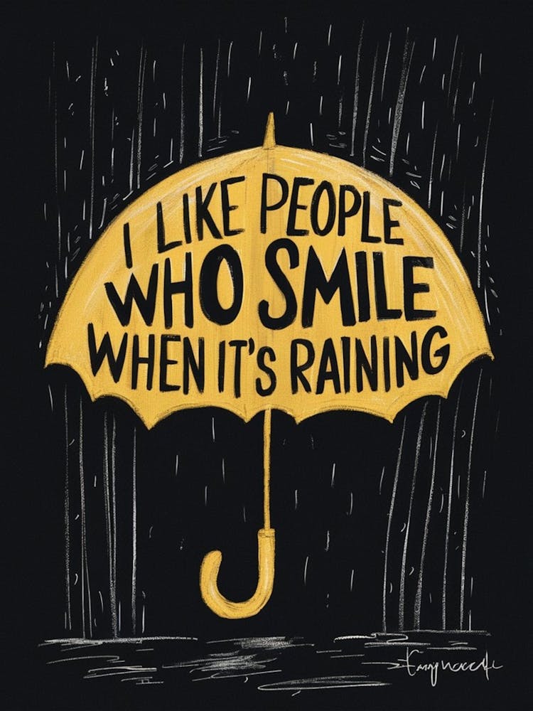 Eine kreative und minimalistische Illustration auf schwarzem Hintergrund mit einem senfgelben Regenschirm