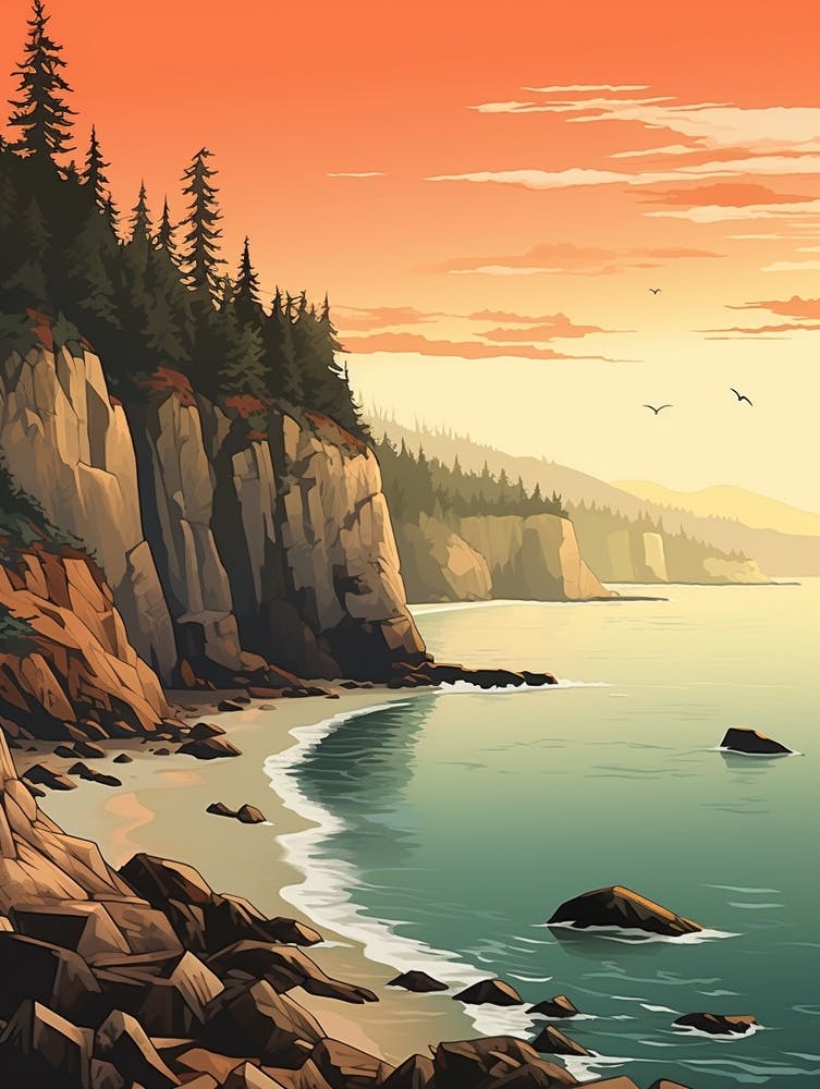 West Coast Trail Canada 3 Vintage Travel Illustration