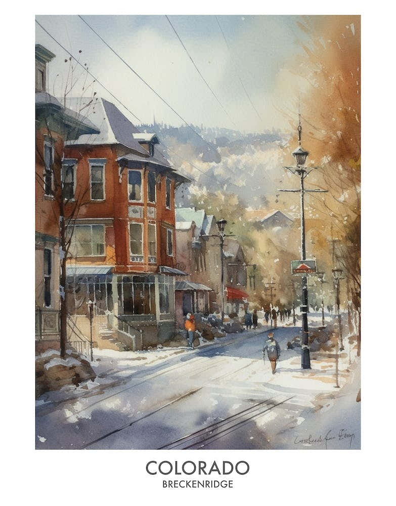 Breckenridge Colorado 3 Watercolor Travel Poster