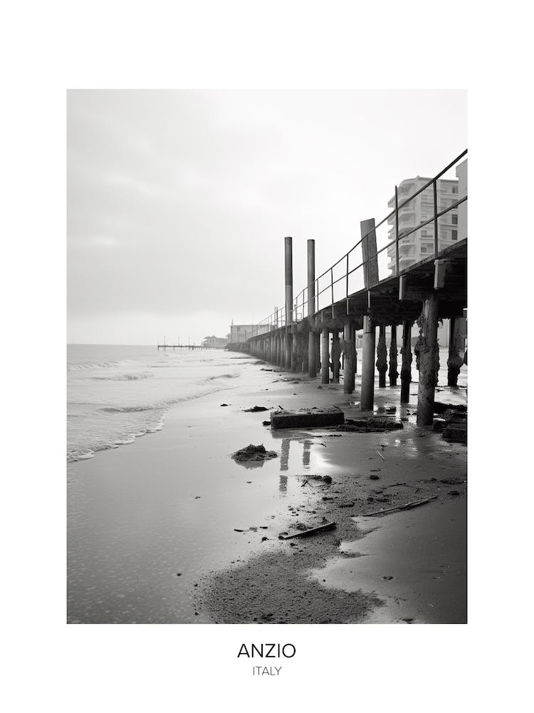 Poster Of Anzio, Italy, Black And White Photo 1