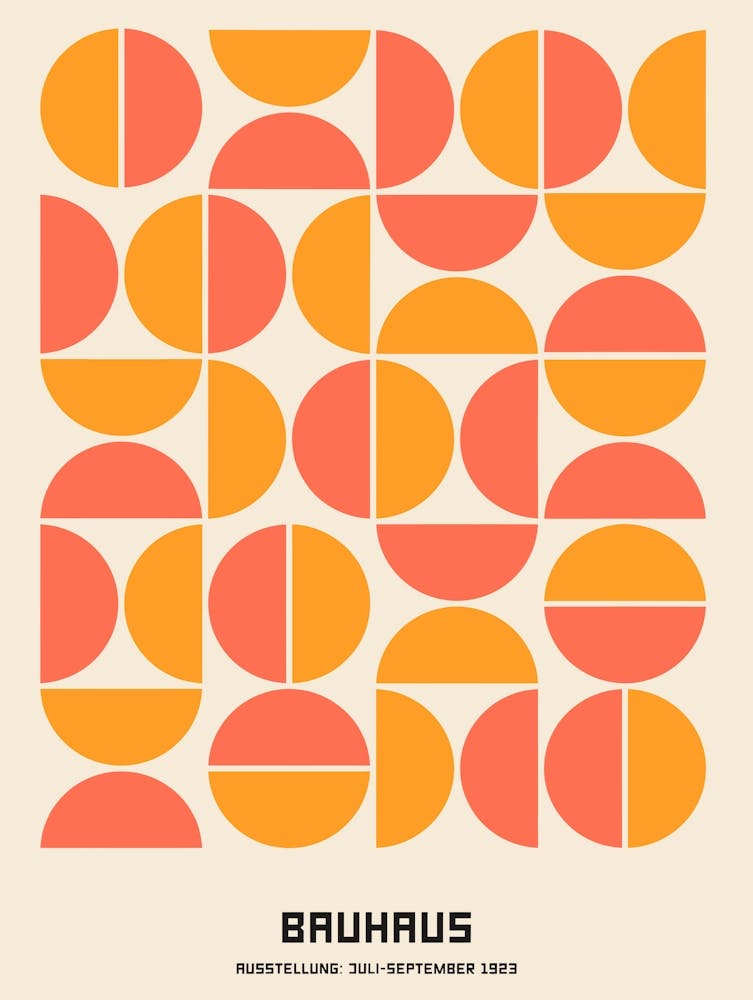 Bauhaus 1923 - Orange Geometric Pattern - Bauhaus geometric pattern - Minimalist Bauhaus design