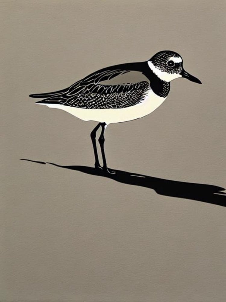 Grey Plover 2 Linocut Bird