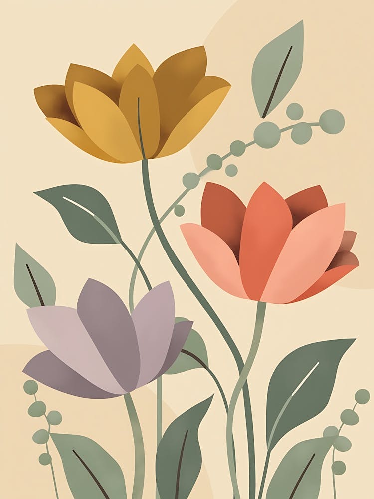 Subtle Pastel Garden Blooms