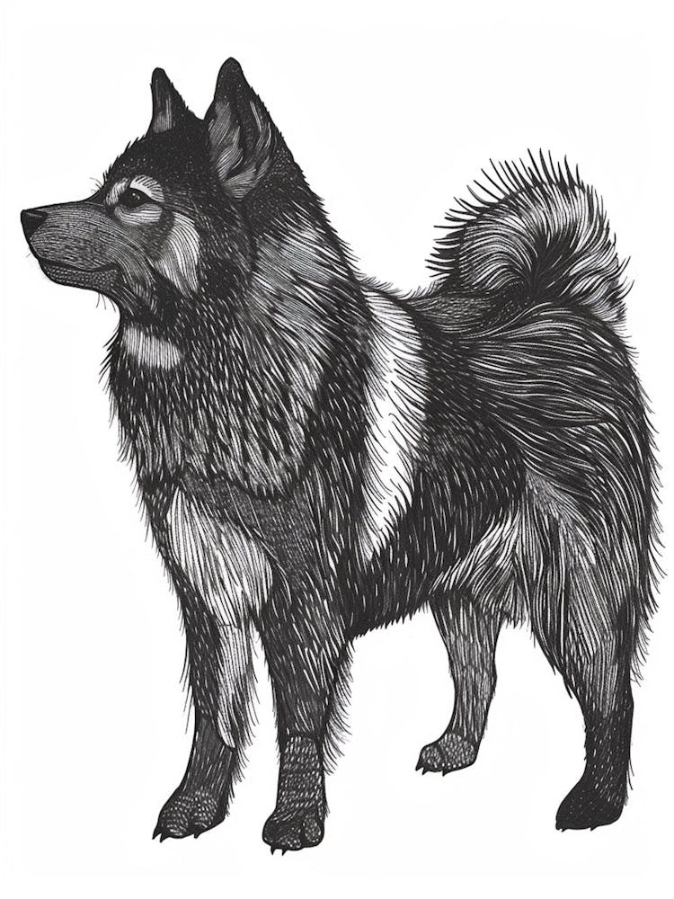 Norwegian Buhund Dog Linienskizze