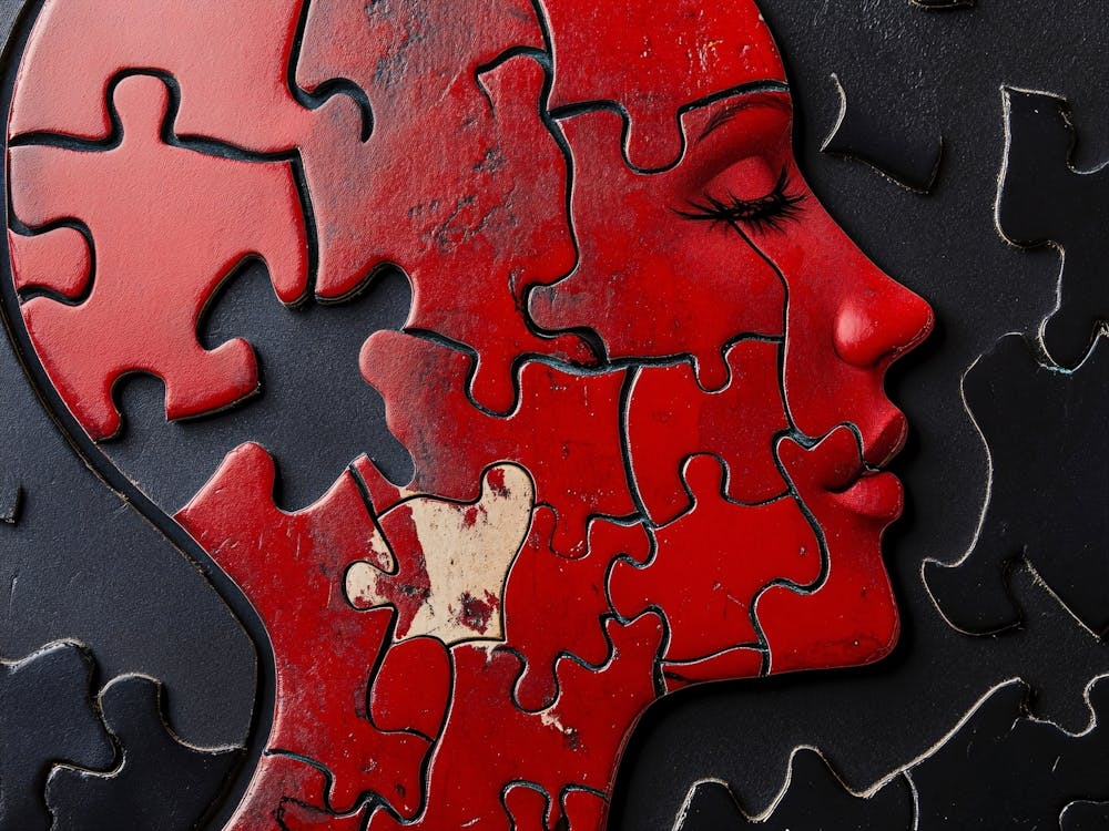 Woman'S Head With Puzzle Pieces