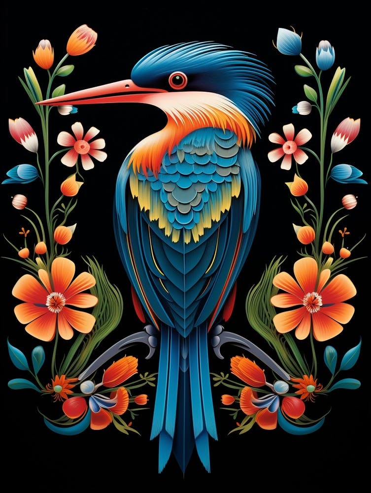 Folk Bird Illustration Kingfisher 2