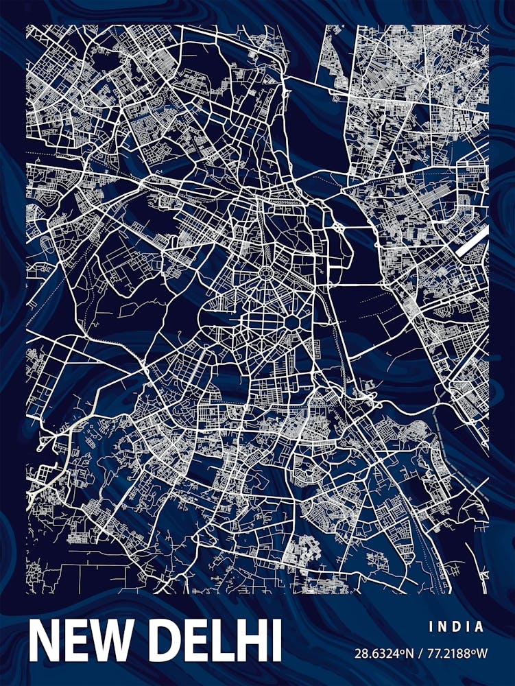 New Delhi Crocus Marble Map