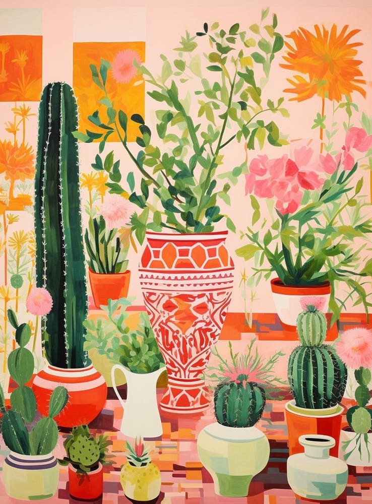 Cactus And Plant Painting