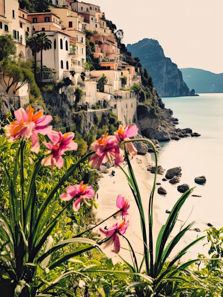 Amalfi Coast, Flower Collage 4