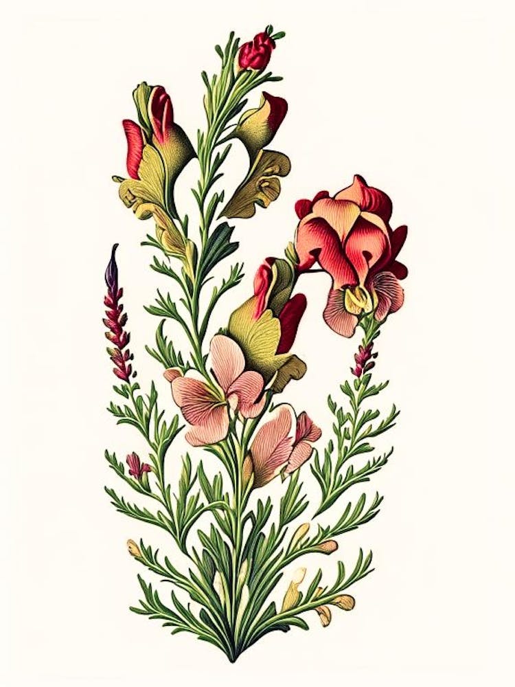 Snapdragon 1 Affiche Florale Botanique Vintage Fleur