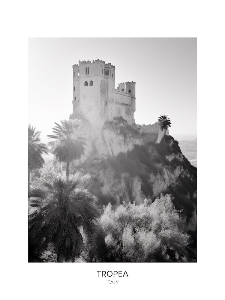 Poster Of Tropea, Italy, Black And White Photo 3
