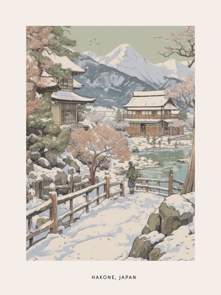Vintage Winter Poster Hakone Japan 2