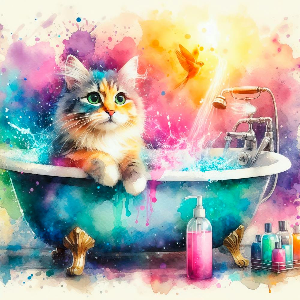 Cat In The Bath 1