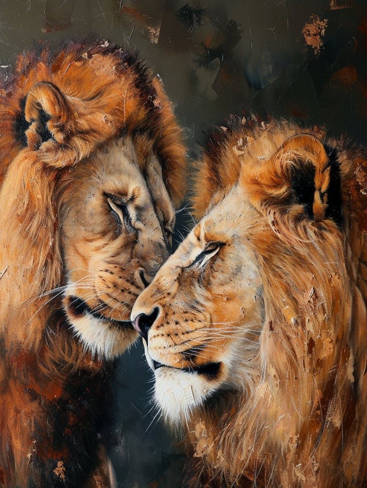 Barbary Lion Rituals Acrylic Painting 2