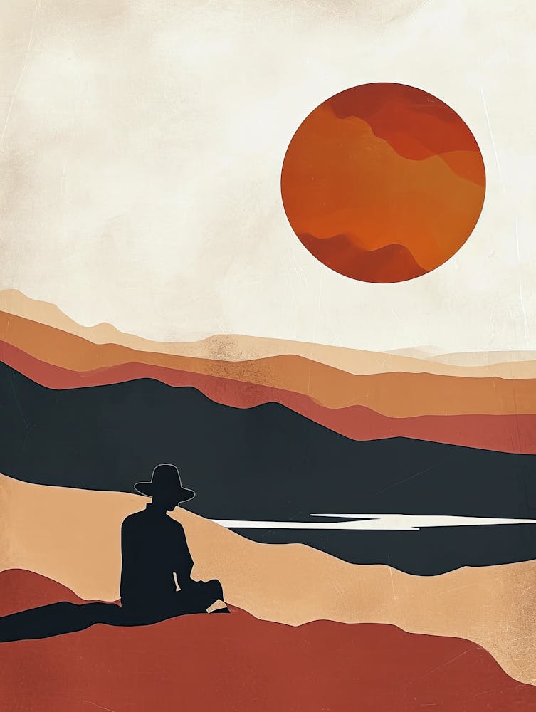 Man Sitting In The Desert, Minimalism
