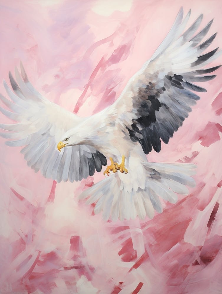 Pink Ethereal Bird Painting Bald Eagle 2