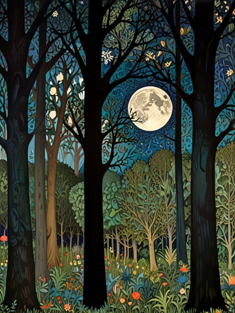 Moonlight In The Forest William Morris 1