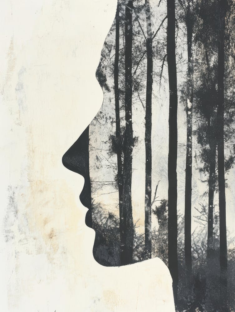 Silhouette Einer Frau Im Wald