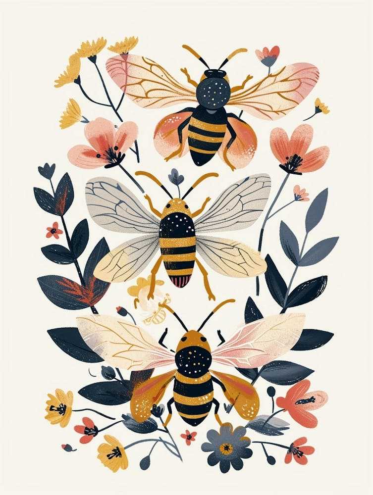 Colourful Insect Illustration Bee 4