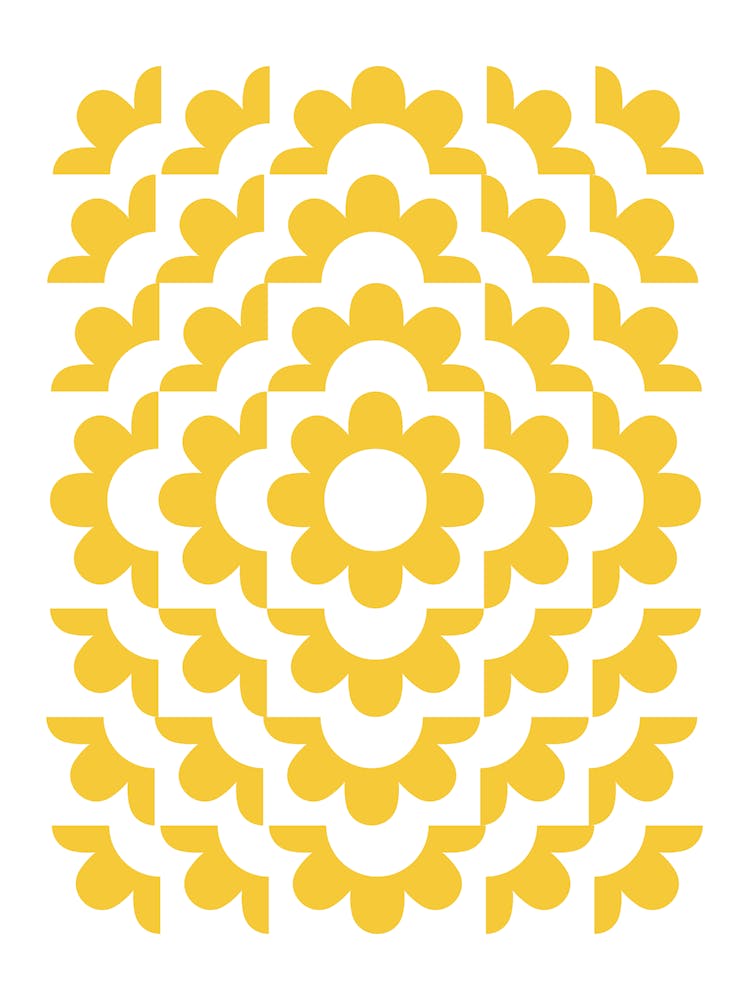 Midcentury Modern Abstract Geometric Flower Pattern Floral in Mustard Yellow Gold 2