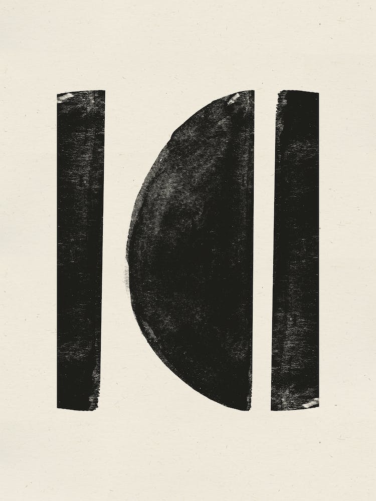 Watercolor Neutral and Black Objects, Minimalist Graphic, Beige Soft Japandi Art