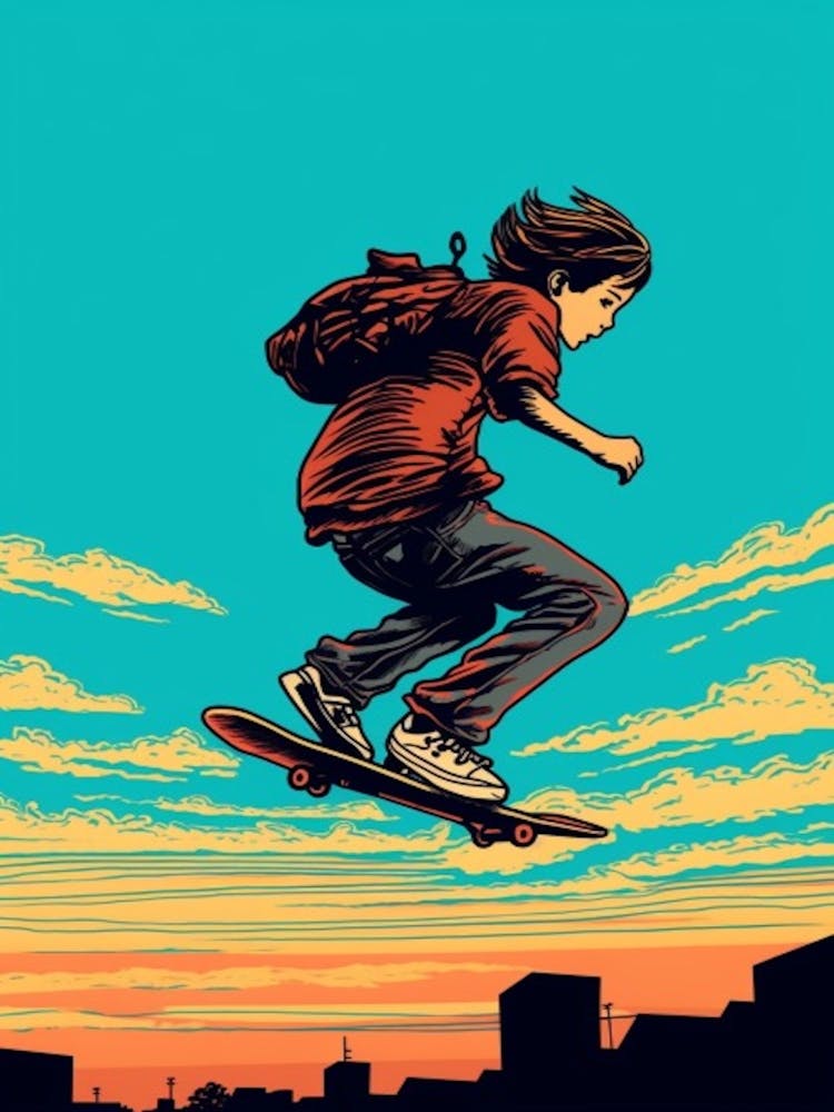 Skateboarding In Malmö, Sweden Comic Style 3