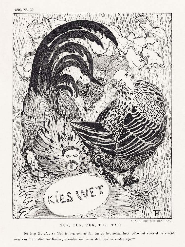 Cartoon With Politicians Like Chickens (In Or Before 1893), Theo Van Hoytema