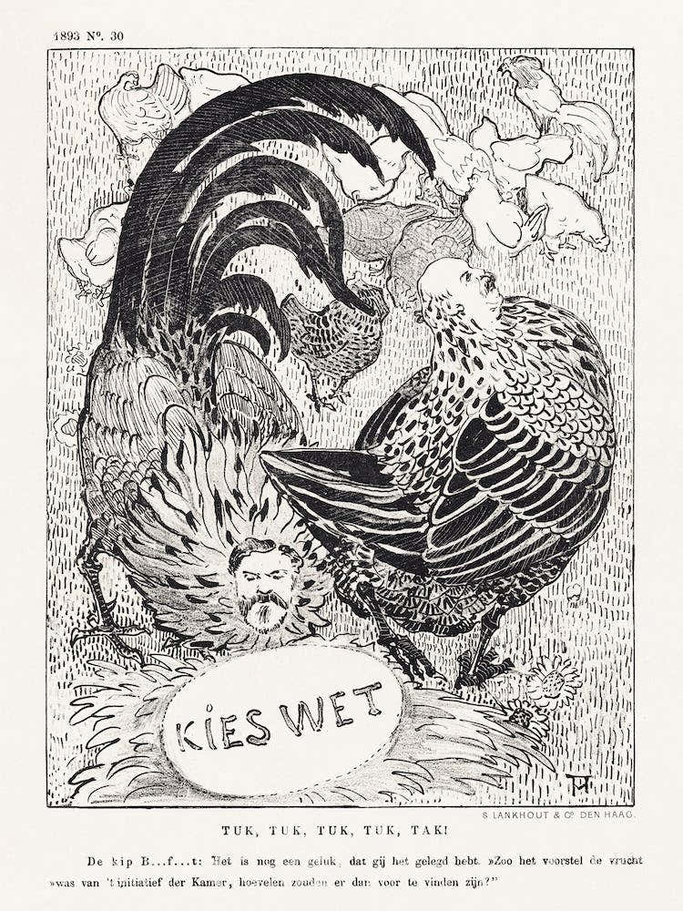 Cartoon With Politicians Like Chickens (In Or Before 1893), Theo Van Hoytema