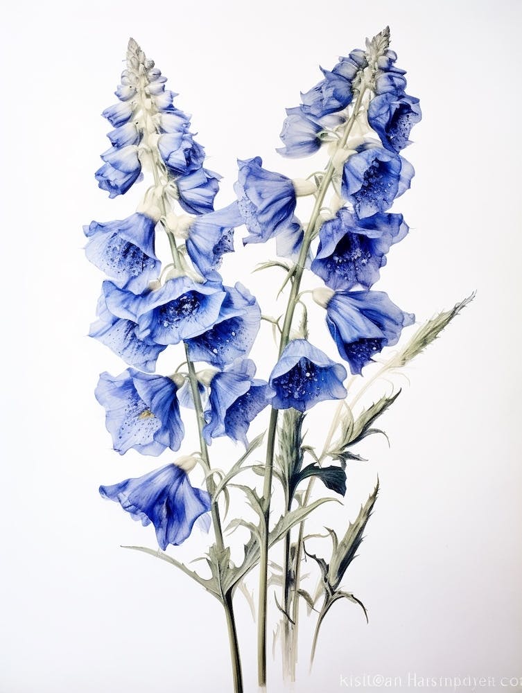 Pressed Flower Botanical Art Delphinium 1