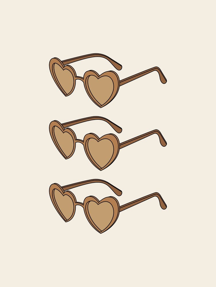 Beige And Brown Heart Sunglasses