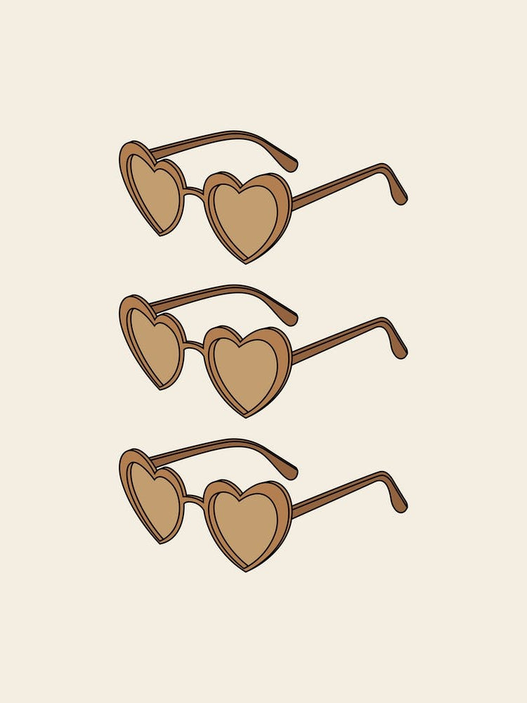 Beige And Brown Heart Sunglasses
