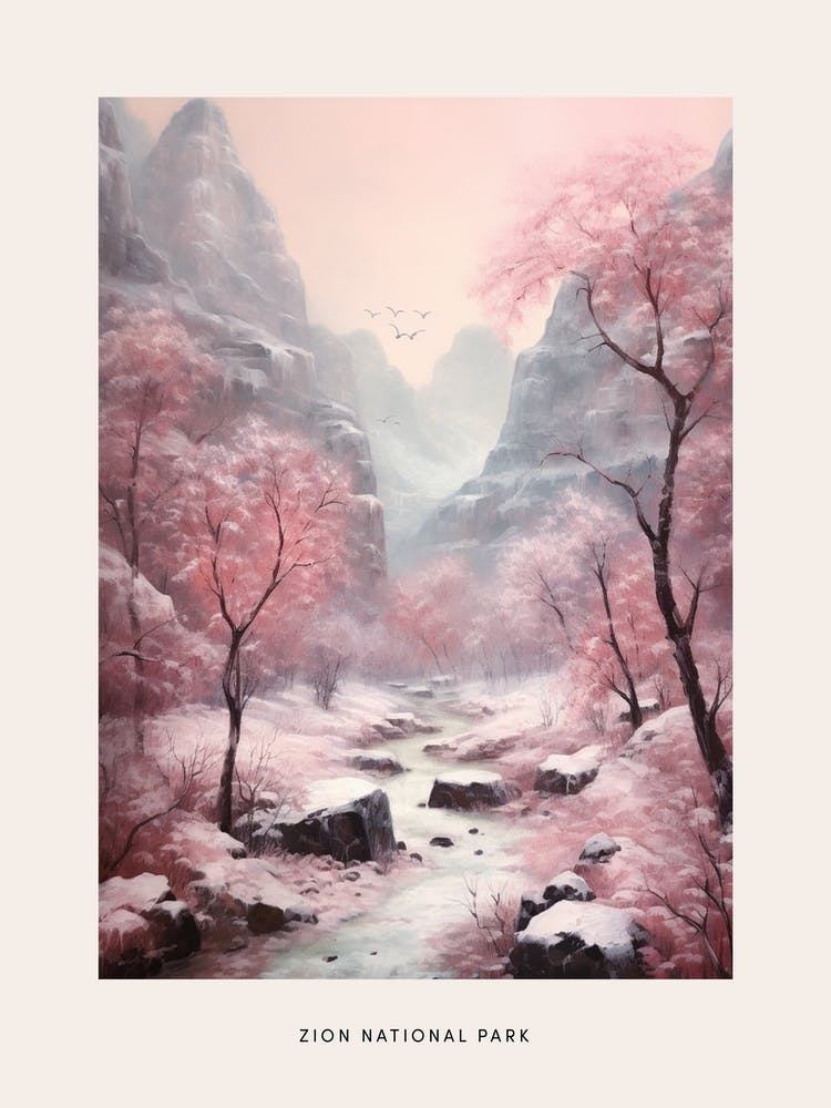 Dreamy Winter National Park Poster  Zion National Park United States 2