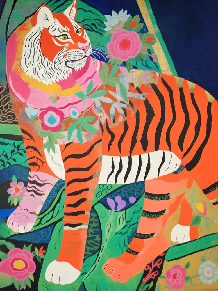 Maximalist Animal Painting Siberian Tiger 1