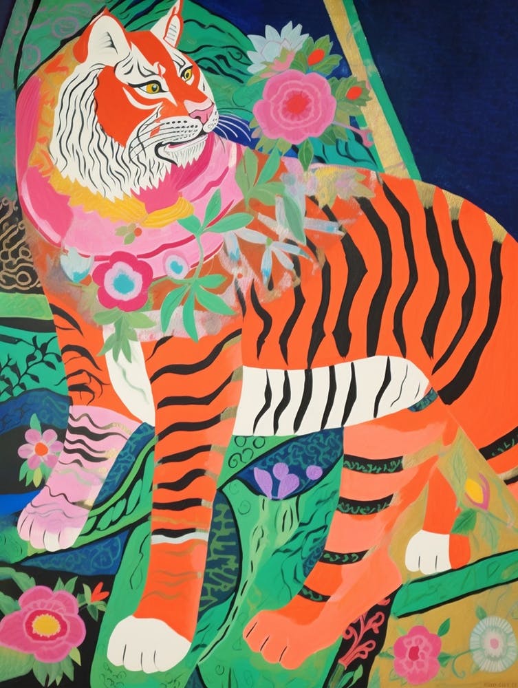 Maximalist Animal Painting Siberian Tiger 1