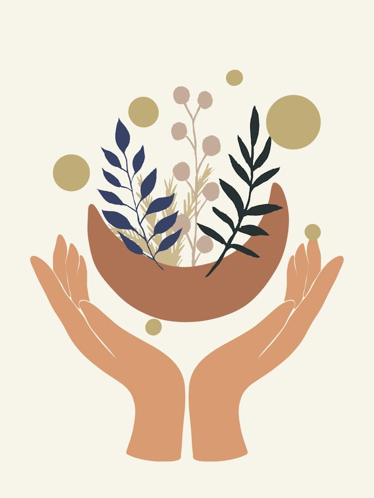 Hand Holding A Bowl Of Plants