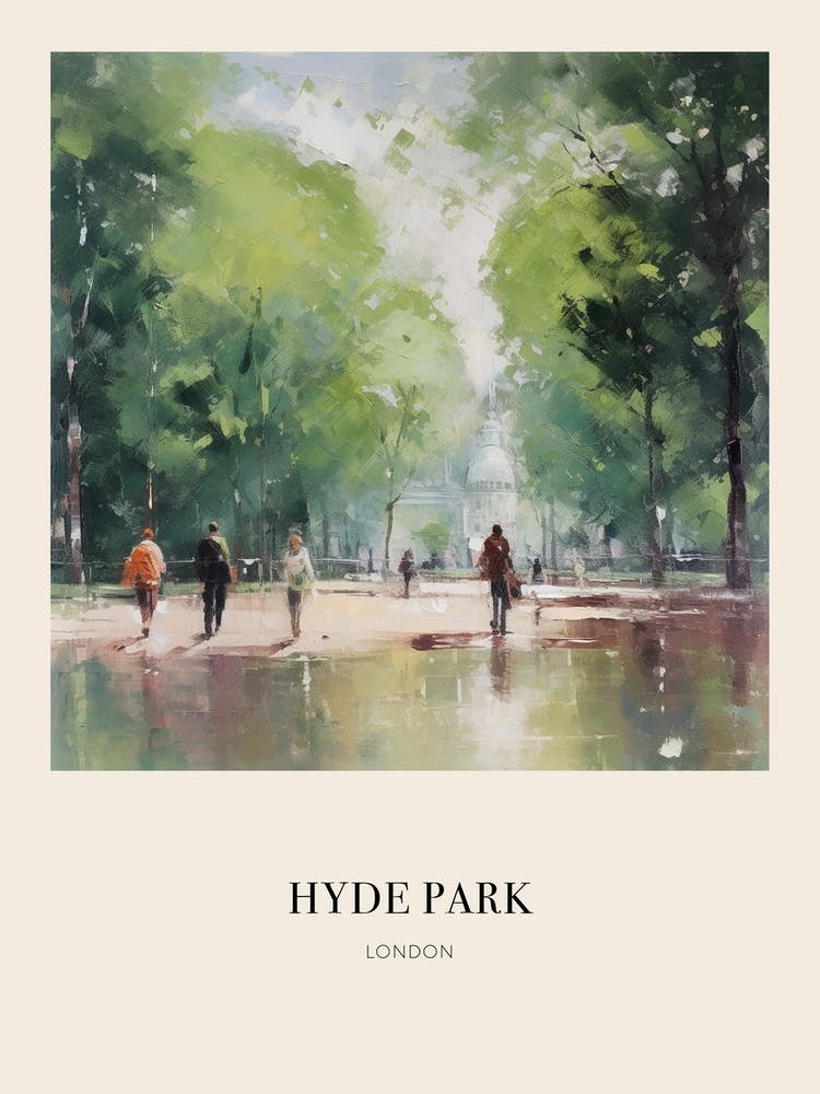 Hyde Park London 3 Vintage Cezanne Inspired Poster