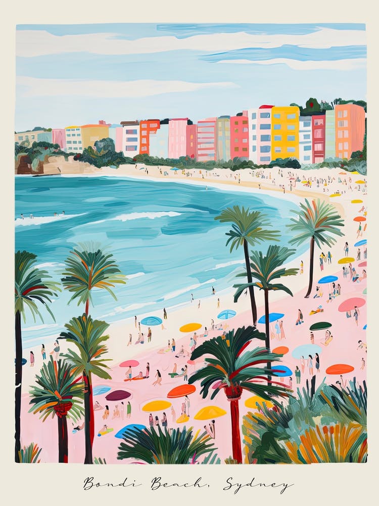 Poster Of Bondi Beach, Sydney, Australia, Matisse And Rousseau Style 5