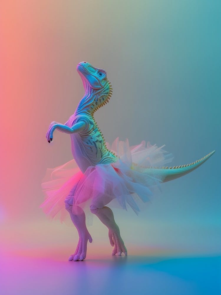 Toy Pastel Dinosaur Dancing In A Tutu 1