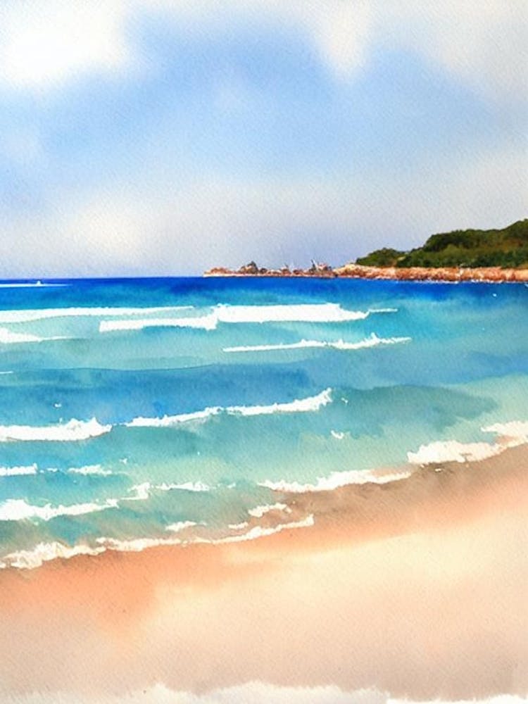 Plage De La Caravelle, Guadeloupe Watercolour