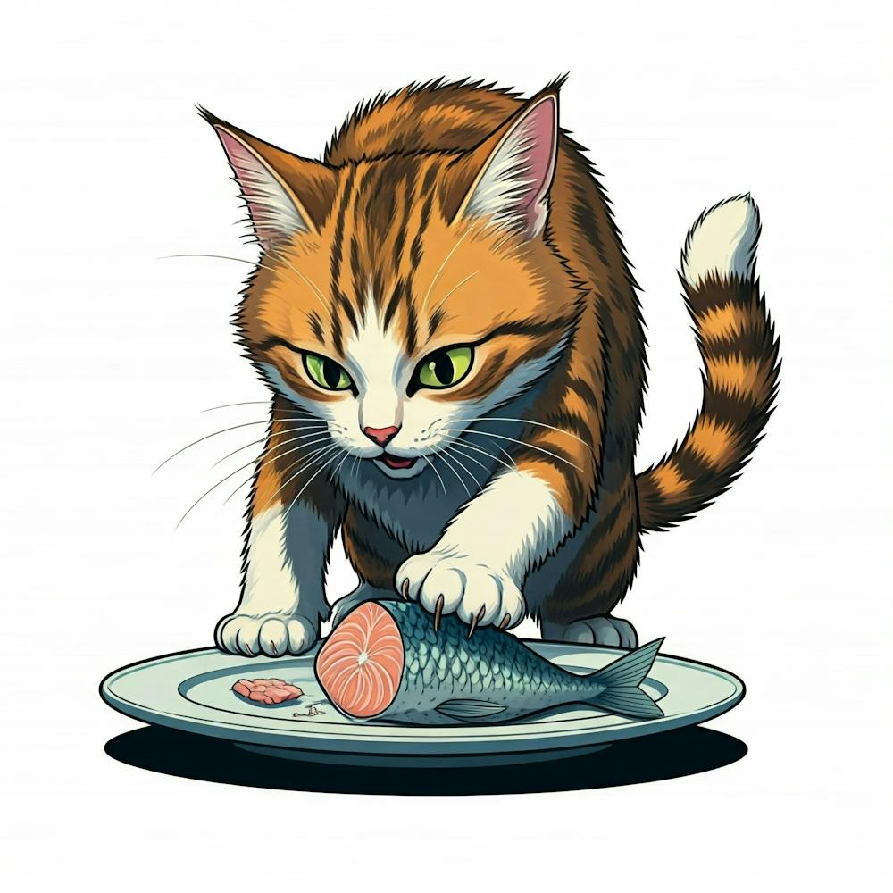 Cat Eating Fish