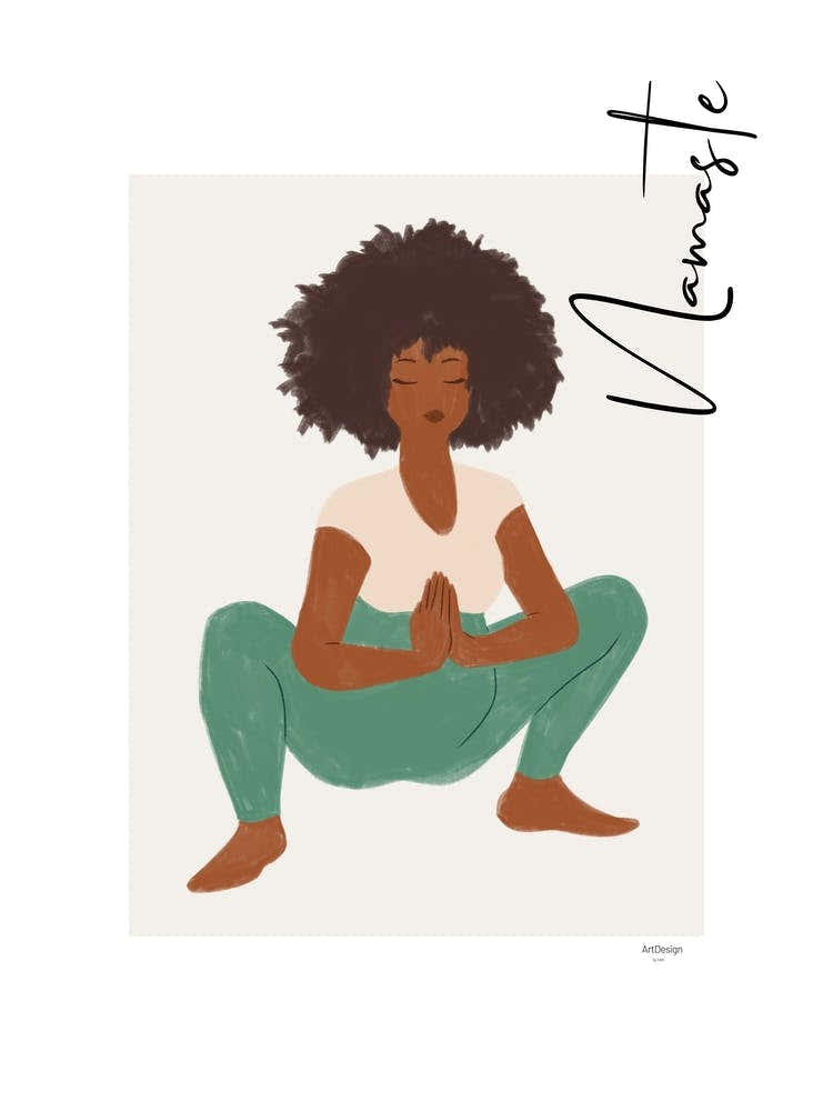 Namaste V - person, yoga, namaste, silhouette, self love, minimalistic, pastel, boho, spirituality, yoga pose, yogi, mural, illustration, fine art, mindfulness