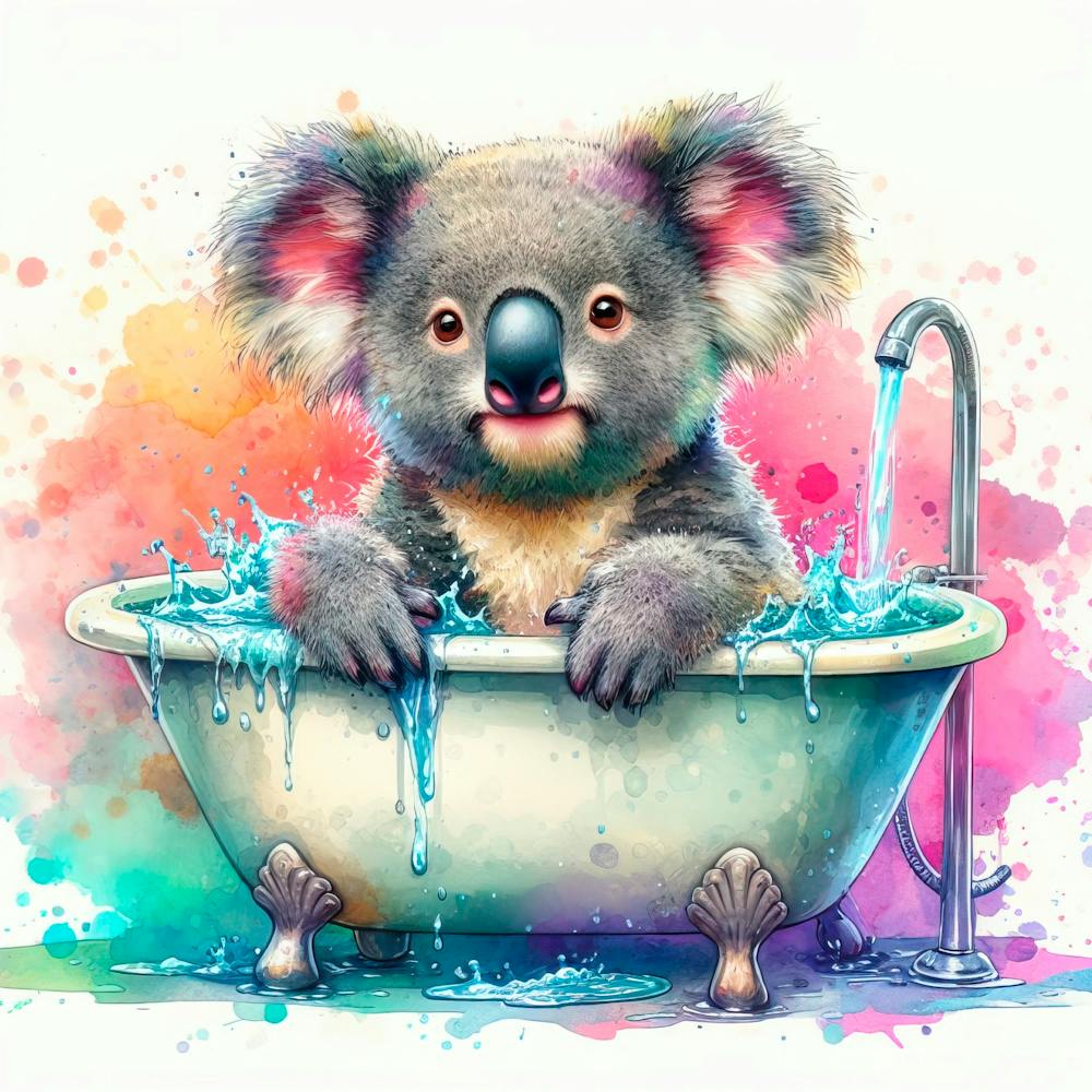 Koala Bathing In The Tub