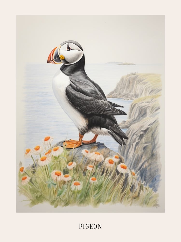 Vintage Bird Drawing Pigeon 6 Poster