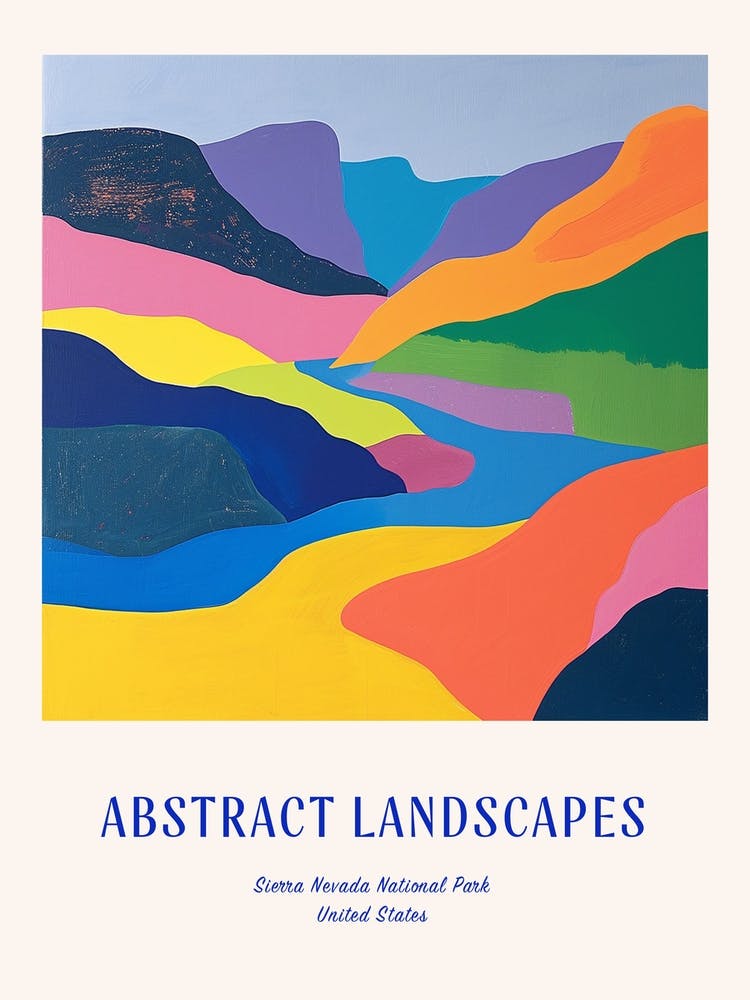 Colourful Abstract Sierra Nevada National Park Usa 2 Poster Blue