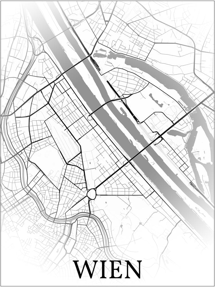 Wien, Österreich, City Map, Black And White Fade Design
