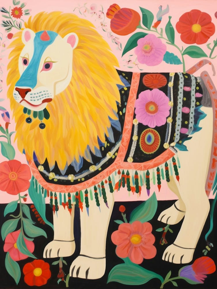 Maximalist Animal Painting Lion 2