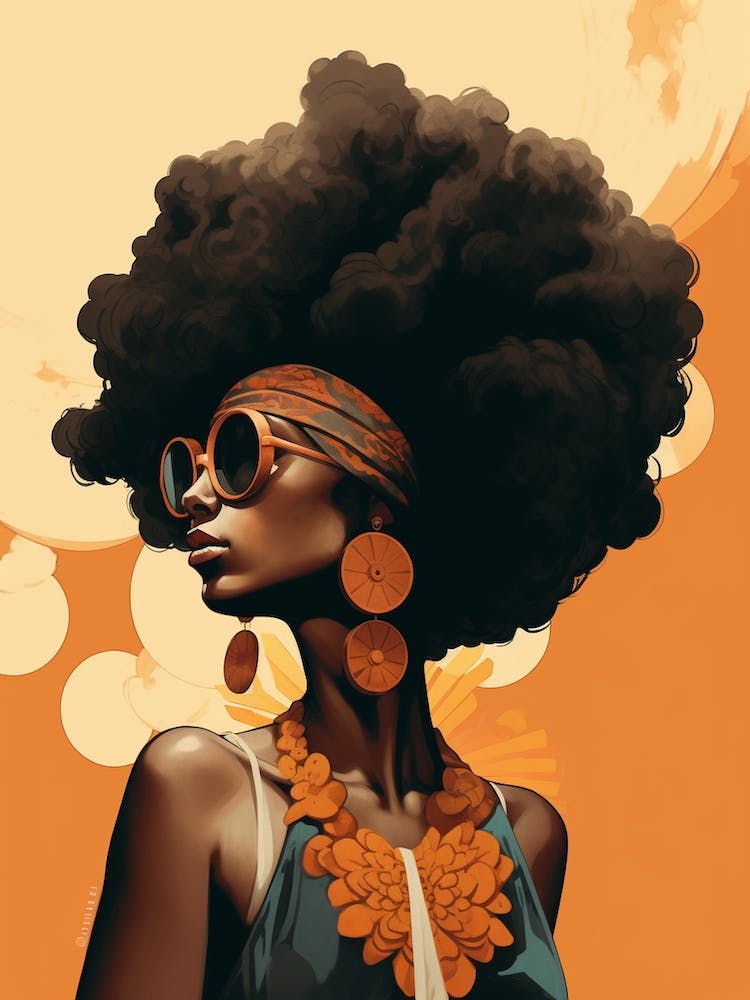 Fashionista Afro Rétro-illustration 1