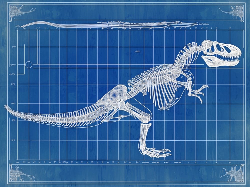 Dinosaur Skeleton Blueprint Inspired